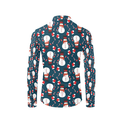 Snowman Print Design LKS301 Men's Long Sleeve Dress Shirt