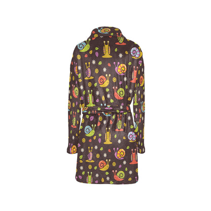Snail Pattern Print Design 01 Women's Fleece Robe