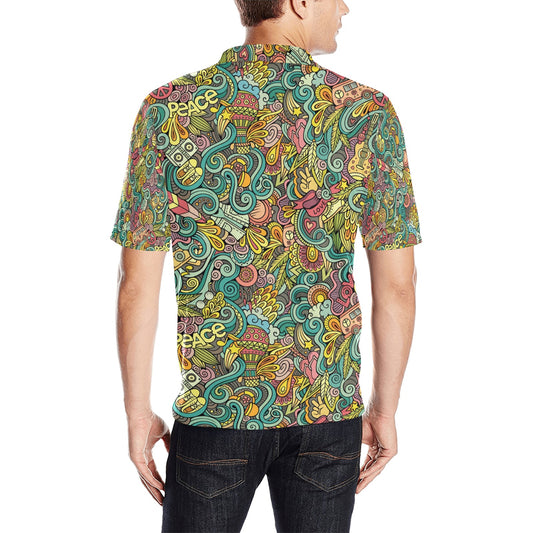Hippie Print Design LKS302 Men Polo Shirt