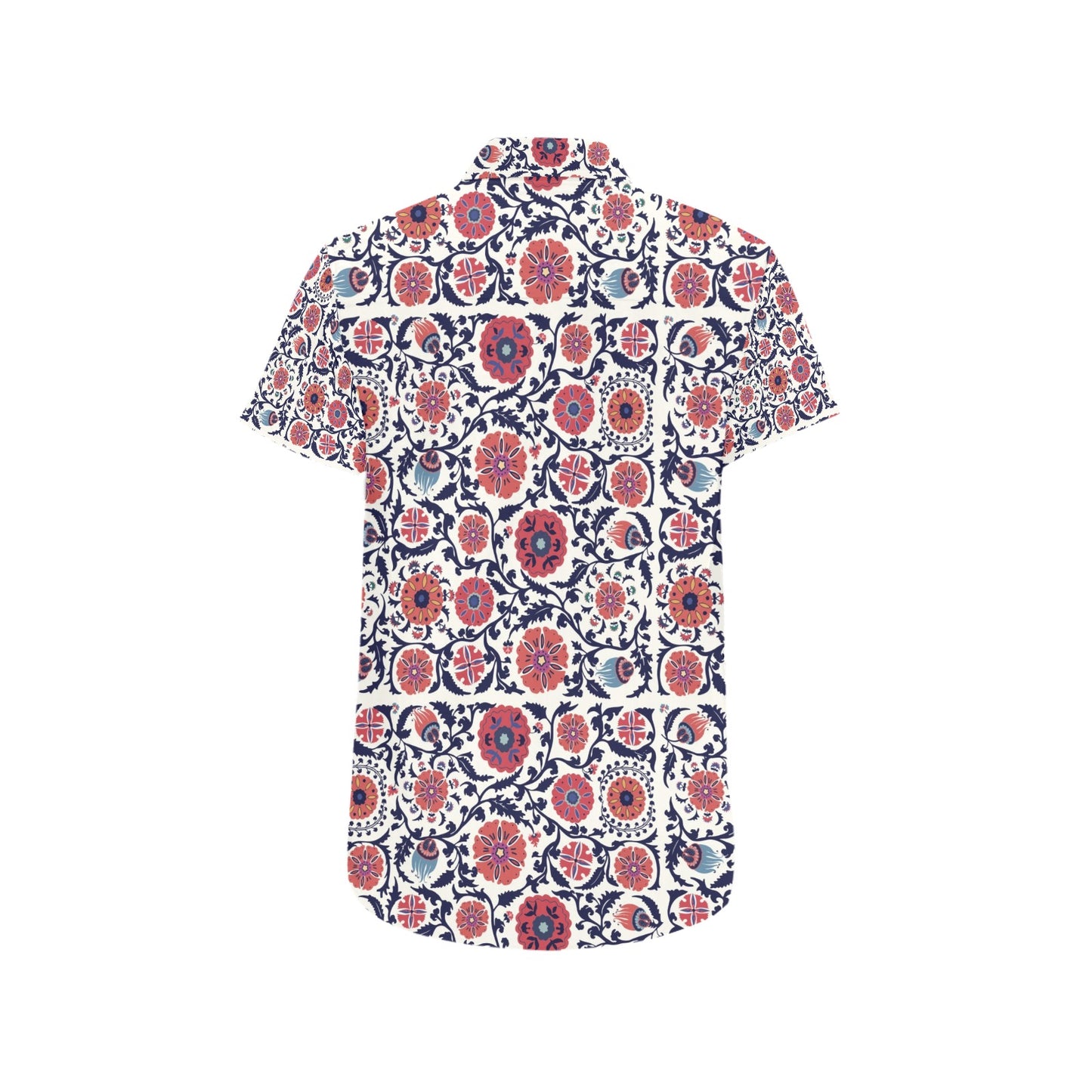 Suzani Print Design LKS304 Men Short Sleeve Button Up Shirt