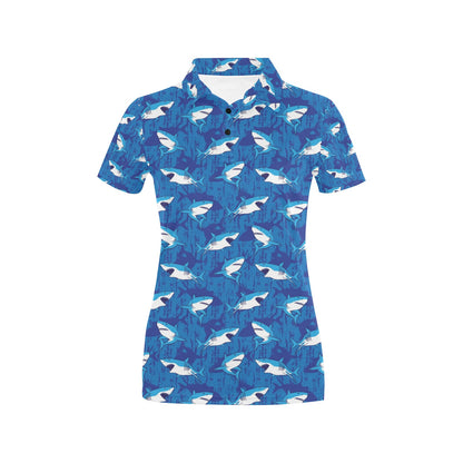 Shark Print Design LKS308 Women's Polo Shirt