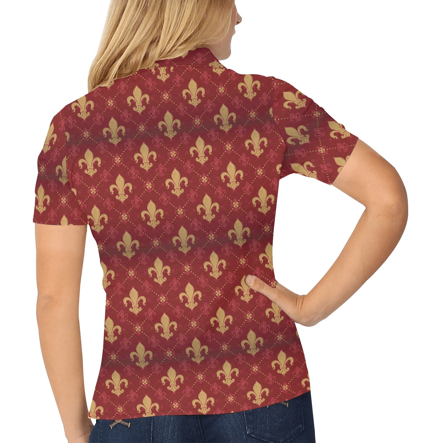 Fleur De Lis Print Design LKS401 Women's Polo Shirt