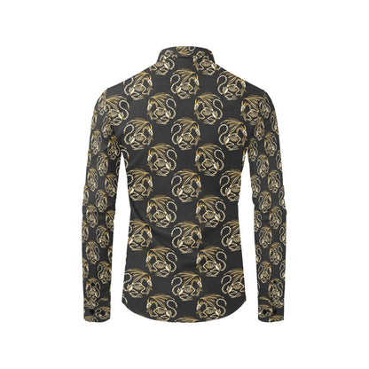 Skeleton Dragon Print Design LKS306 Men's Long Sleeve Dress Shirt
