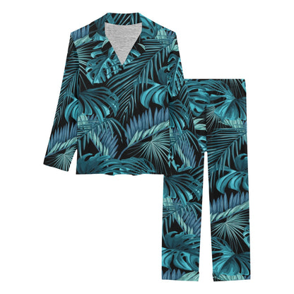 Palm Leaf Pattern Print Design A03 Women's Long Pajama Set