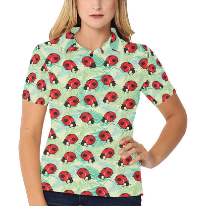 Ladybug Cute Print Pattern Women's Polo Shirt