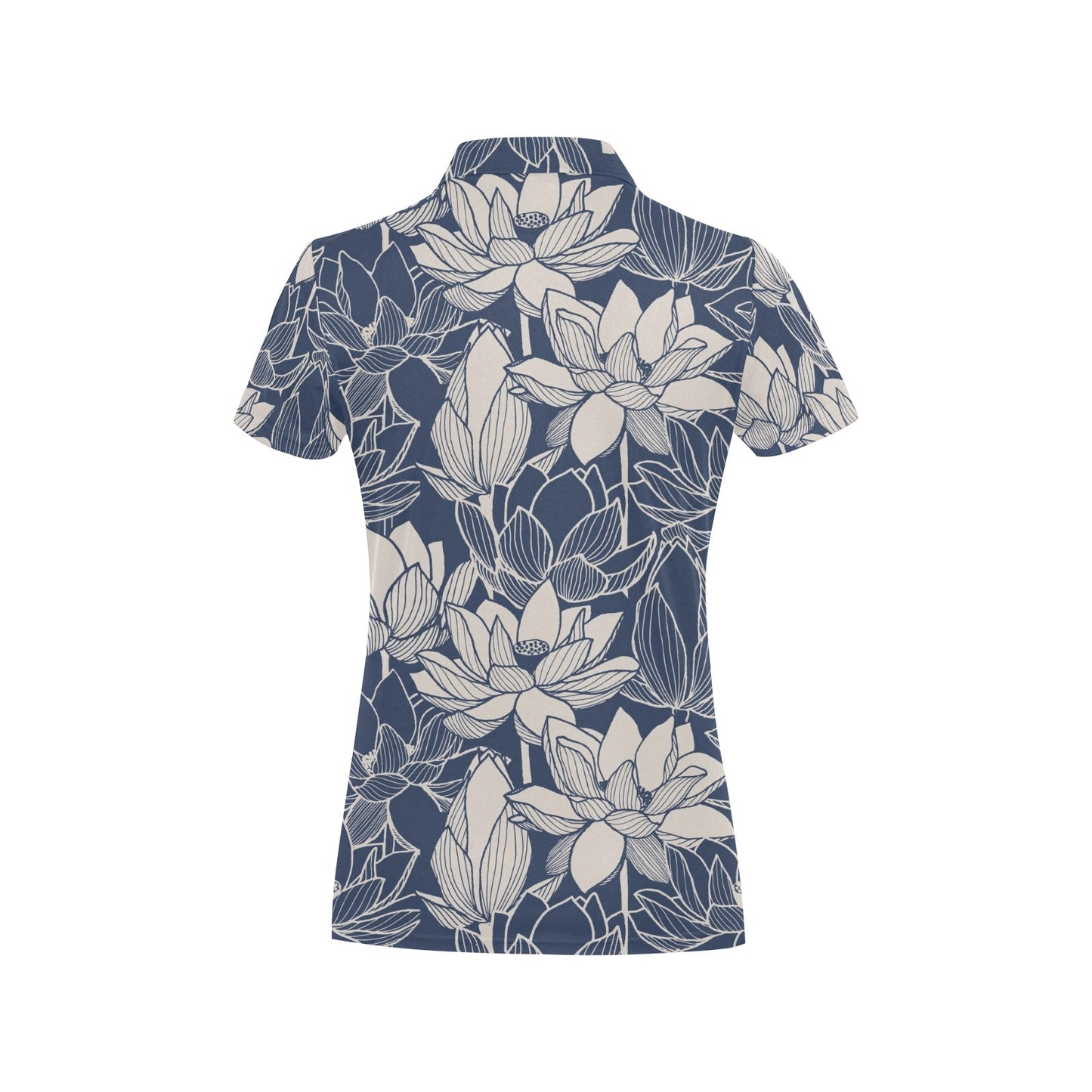 Water Lily Pattern Print Design WL04 Women's Polo Shirt