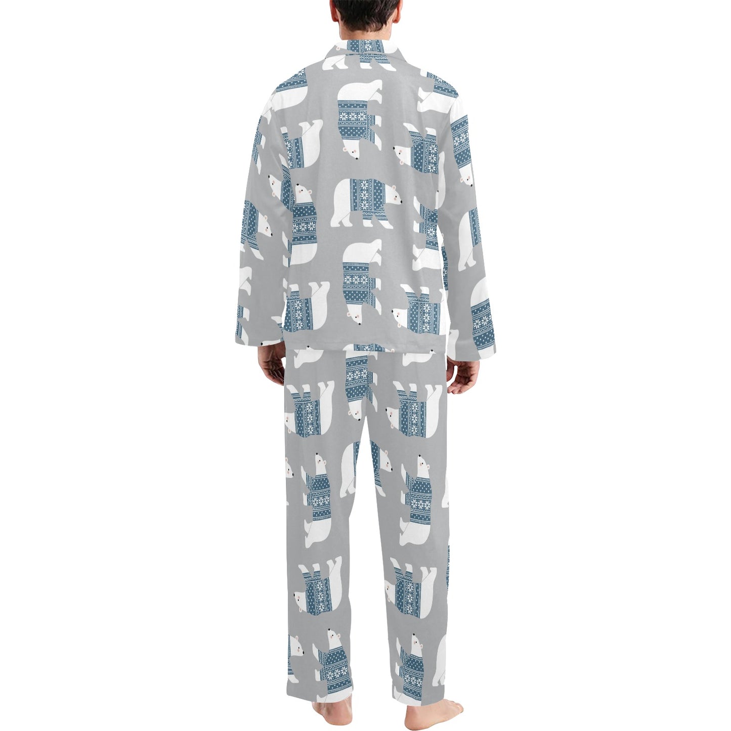 Polar Bear Pattern Print Design A03 Men's Long Pajama Set