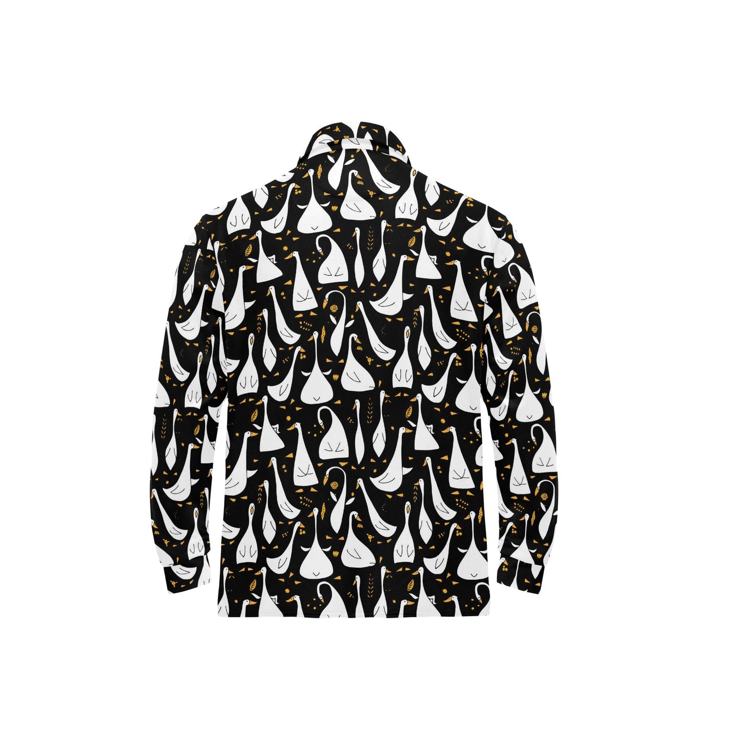 Goose Print Design LKS401 Long Sleeve Polo Shirt For Men's
