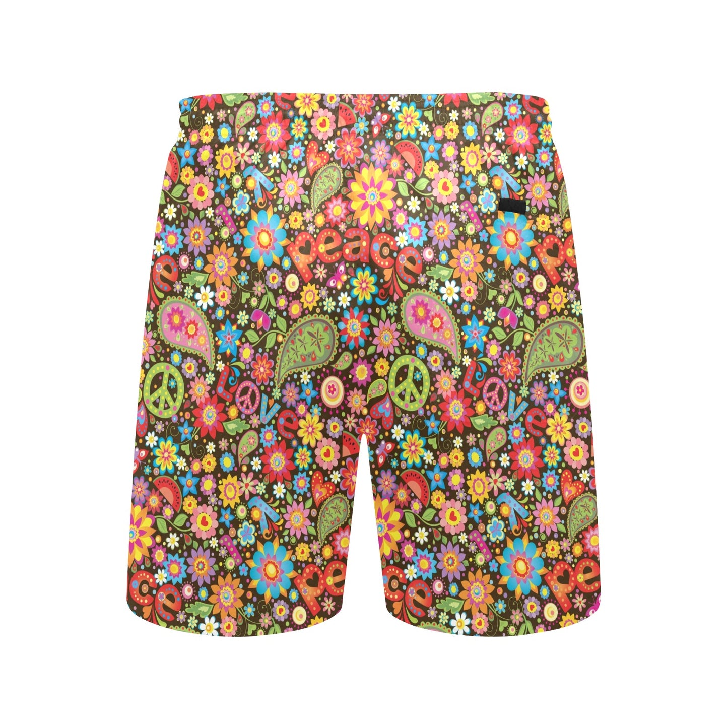Flower Power Peace Paisley Themed Print Men's Swim Trunks Beach Shorts