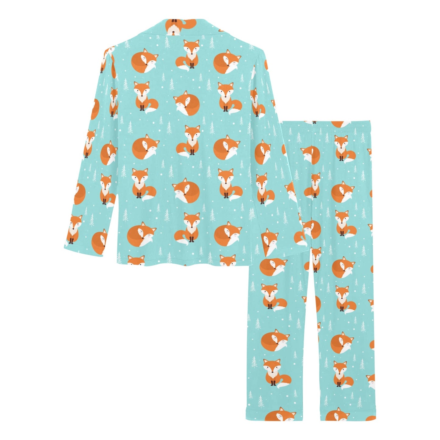Fox Design Snow Print Pattern Women's Long Pajama Set