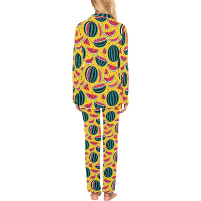 Watermelon Pattern Print Design WM02 Women's Long Pajama Set