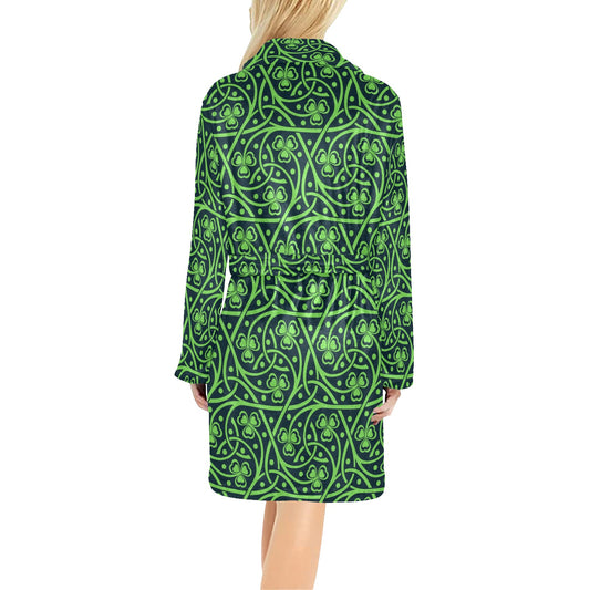 Shamrock Themed Print Women's Fleece Robe