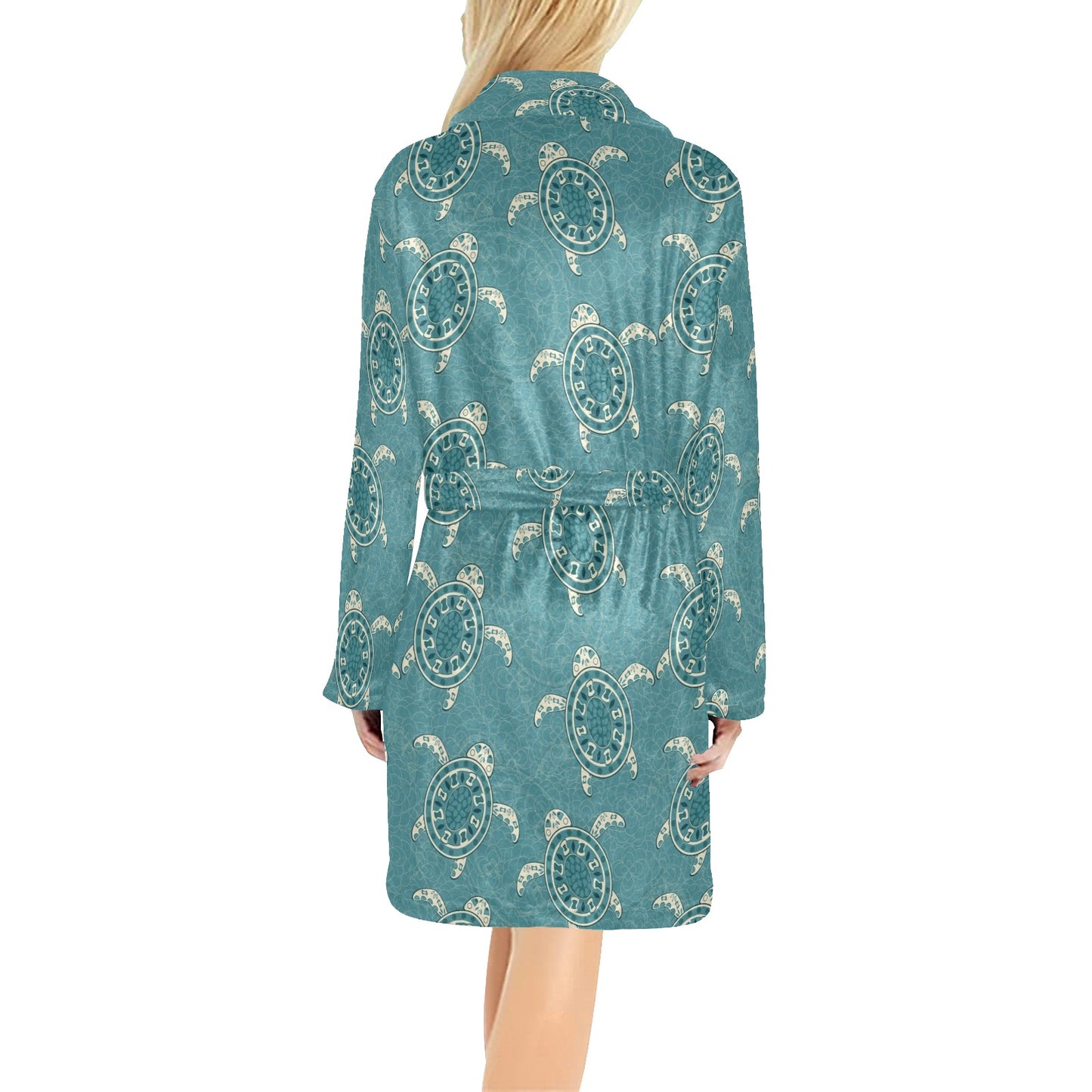 Sea Turtle Pattern Print Design T02 Women's Fleece Robe