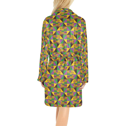 Kente Triangle Design African Print Women's Fleece Robe