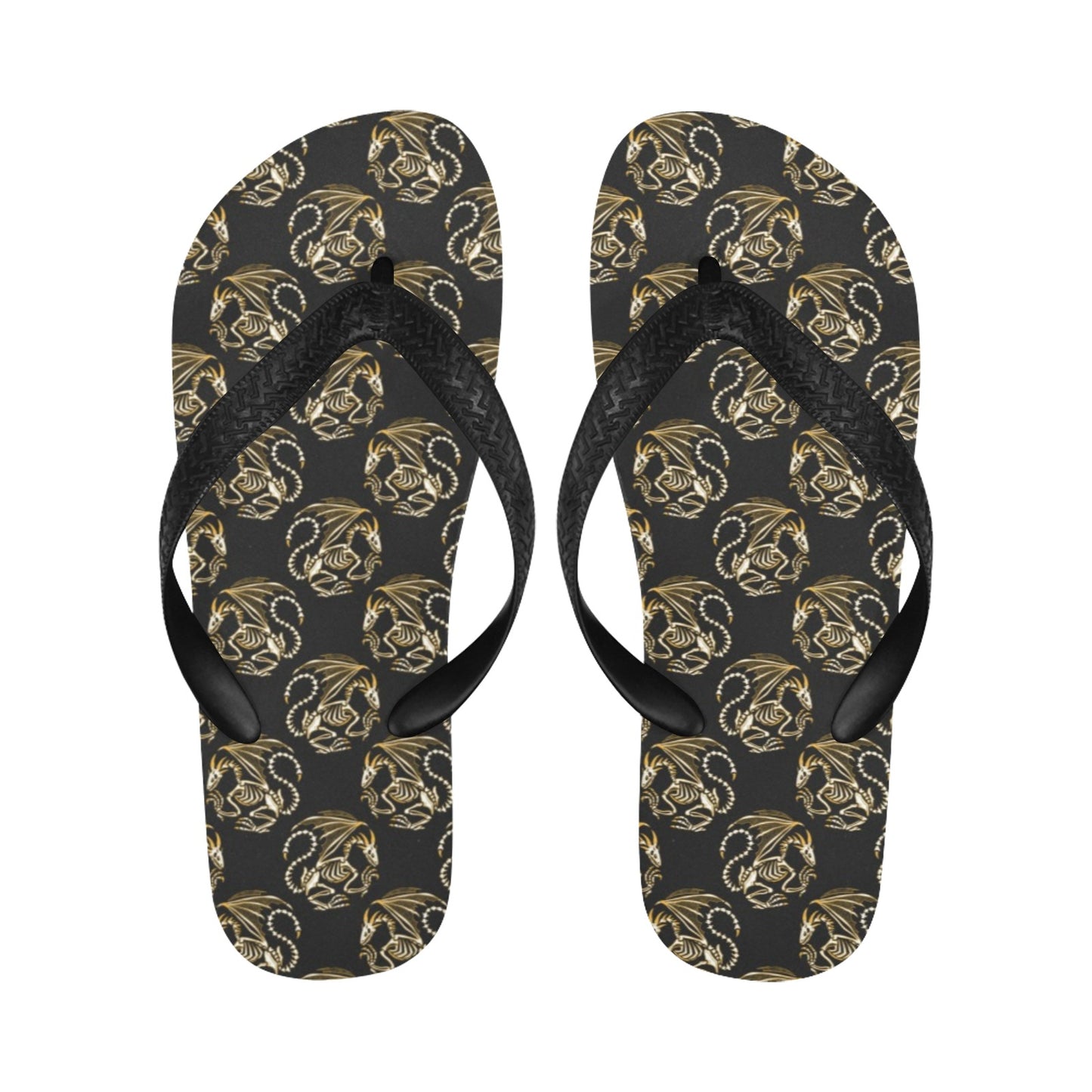 Skeleton Dragon Print Design LKS306 Flip Flops