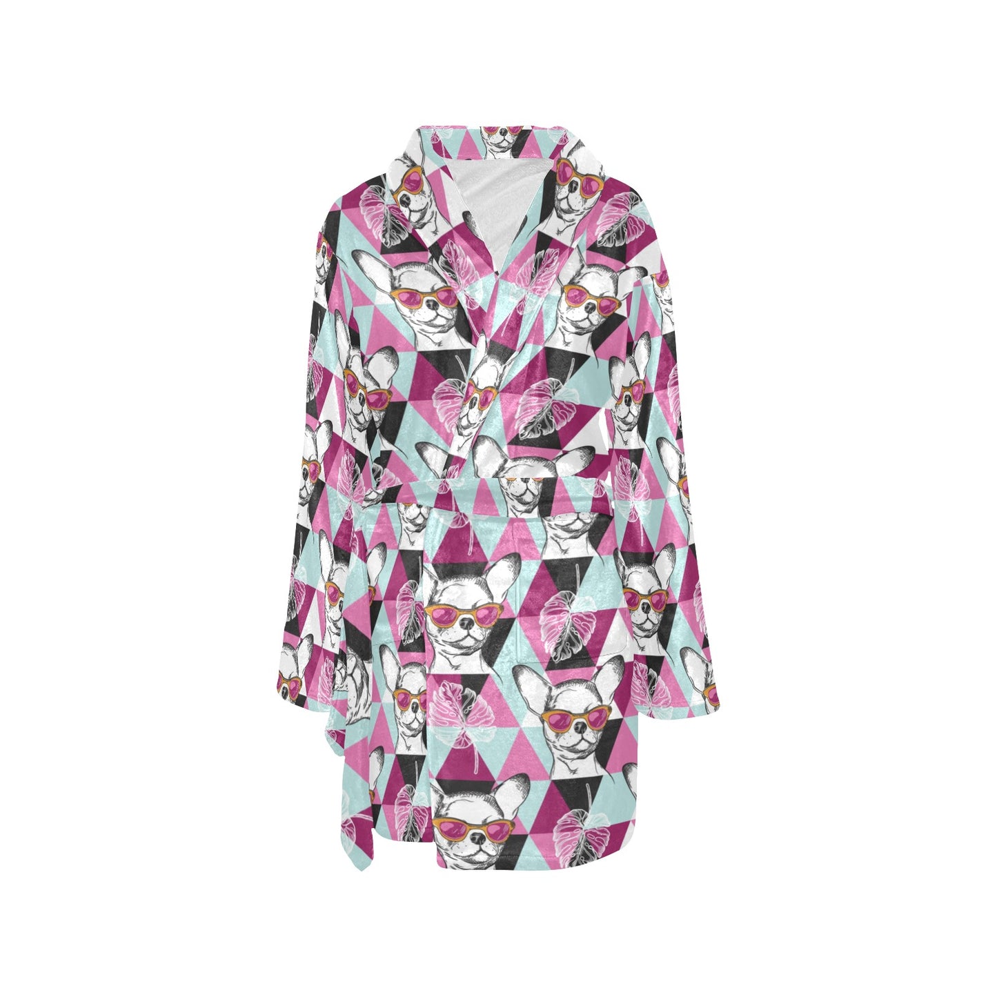 Chihuahua Cute Triangle Pattern Women's Fleece Robe