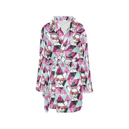 Chihuahua Cute Triangle Pattern Women's Fleece Robe