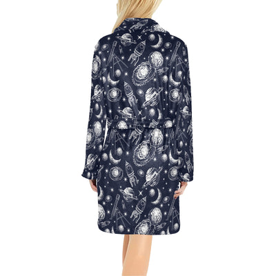 Space Rocket Print Design LKS301 Women's Fleece Robe