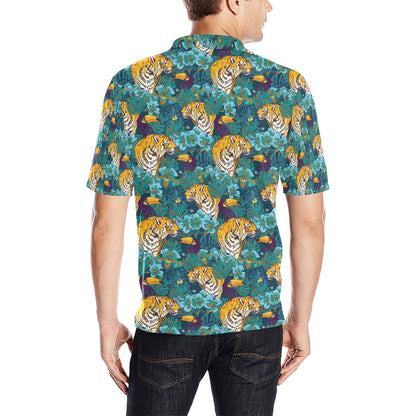 Tiger Tropical Print Design LKS301 Men Polo Shirt