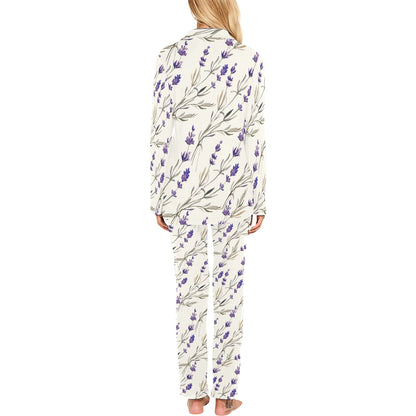 Lavender Pattern Print Design 01 Women's Long Pajama Set