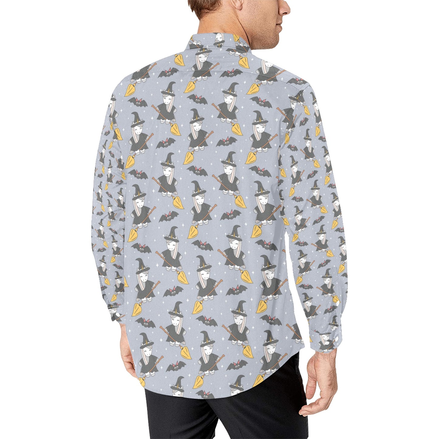 Witch Print Design LKS307 Men's Long Sleeve Dress Shirt