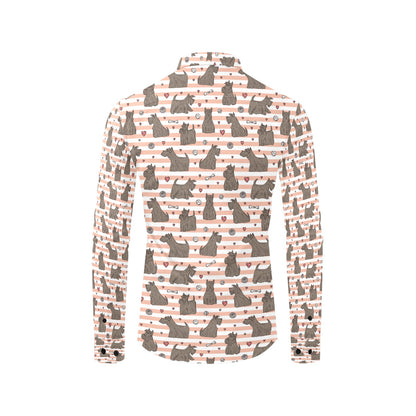 Scottish Terriers Print Design LKS3016 Men's Long Sleeve Dress Shirt