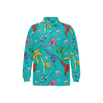 Judo Pattern Print Design 01 Long Sleeve Polo Shirt For Men's