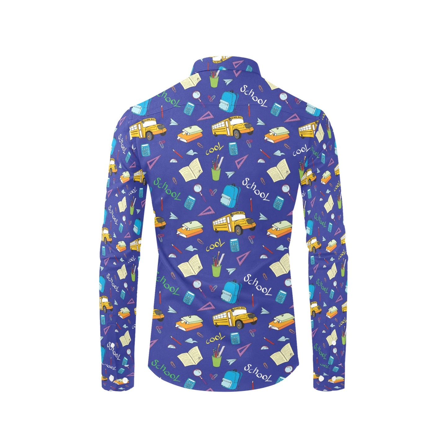 School Bus Print Design LKS307 Men's Long Sleeve Dress Shirt