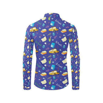 School Bus Print Design LKS307 Men's Long Sleeve Dress Shirt