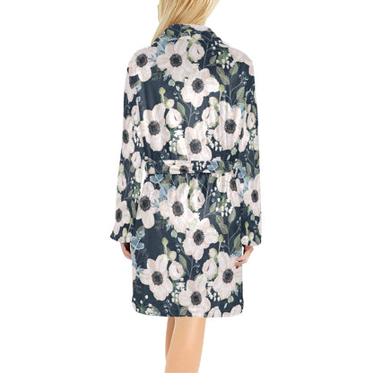 Anemone Pattern Print Design AM02 Women's Fleece Robe