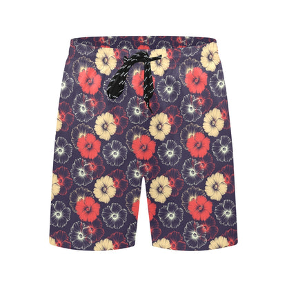 Tropical Flower Print Design LKS302 Men's Swim Trunks Beach Shorts