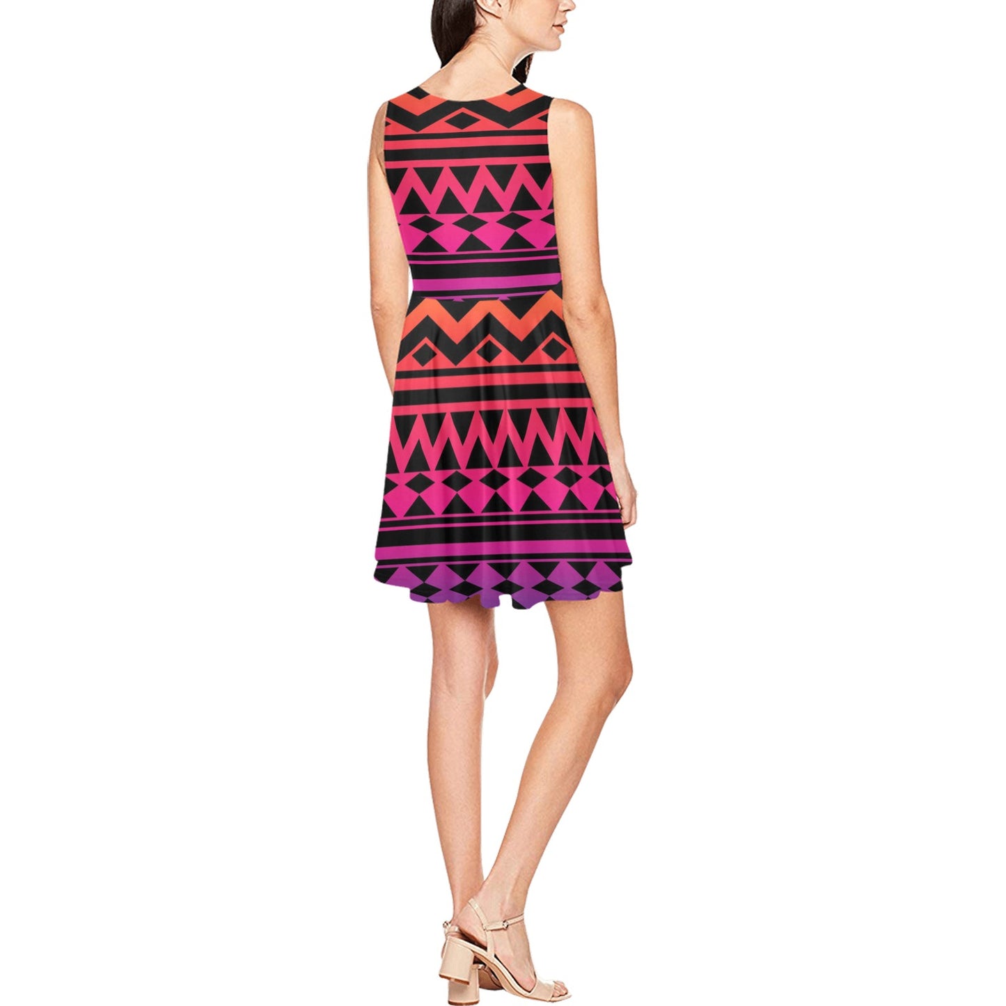 Rainbow Tribal Pattern Print Design A02 Sleeveless Dress