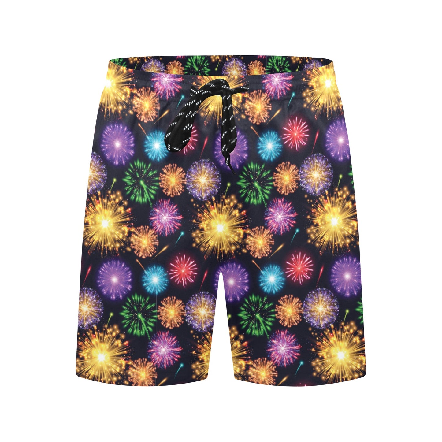 Firework Print Design LKS305 Men's Swim Trunks Beach Shorts