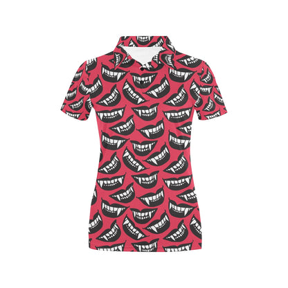 Vampire Lips Print Design LKS305 Women's Polo Shirt