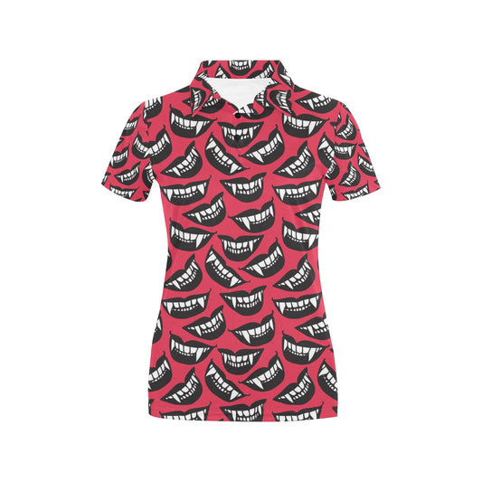 Vampire Lips Print Design LKS305 Women's Polo Shirt