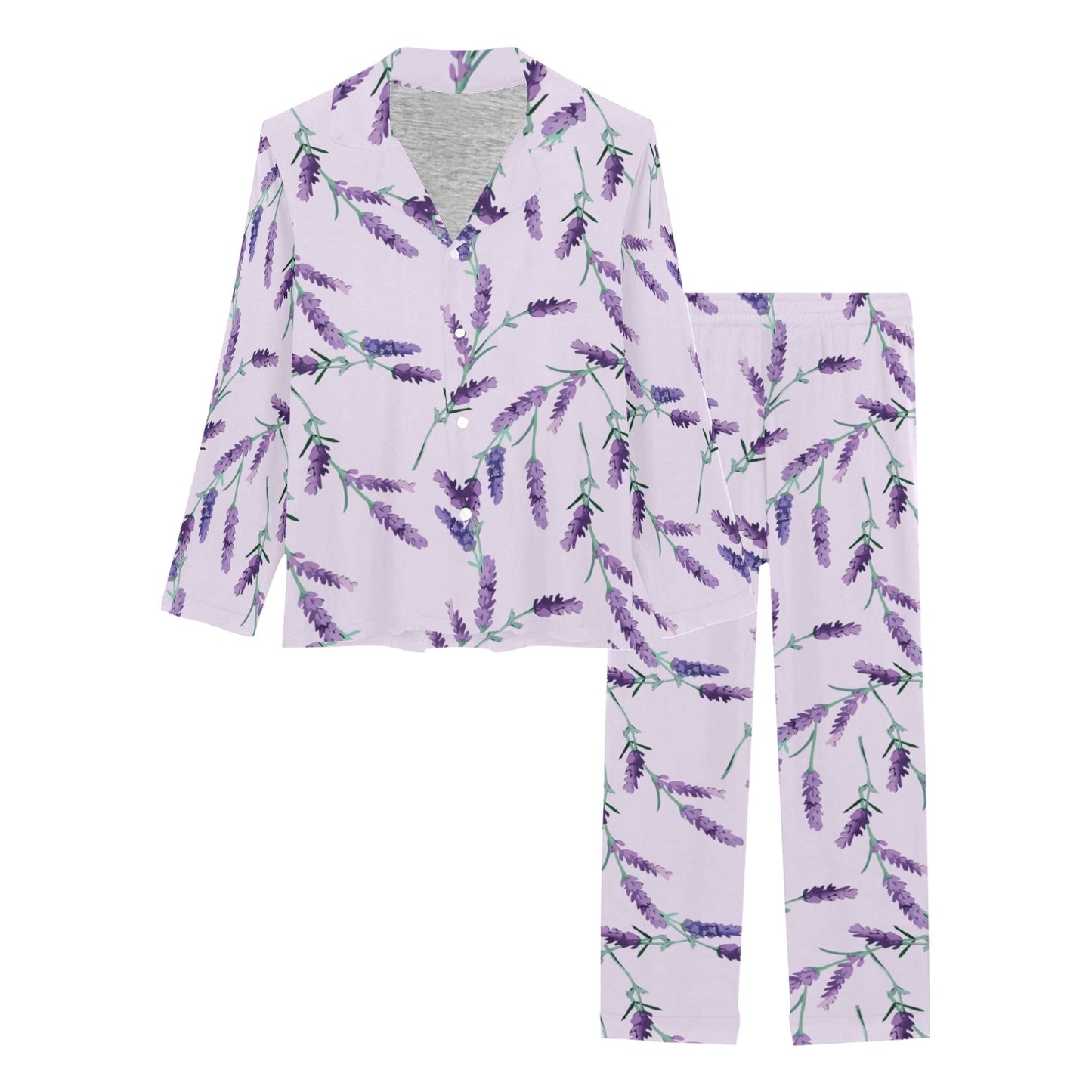 Lavender Pattern Print Design 02 Women's Long Pajama Set