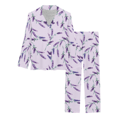 Lavender Pattern Print Design 02 Women's Long Pajama Set