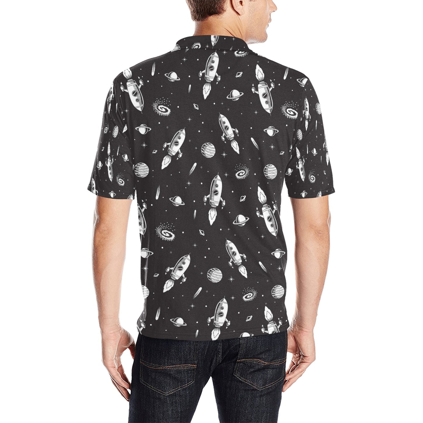 Space Rocket Print Design LKS303 Men Polo Shirt