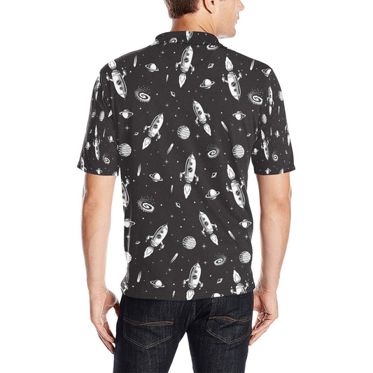 Space Rocket Print Design LKS303 Men Polo Shirt