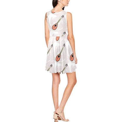 Mandolin Pattern Print Design 03 Sleeveless Dress