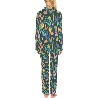 Cactus Pattern Print Design 05 Women's Long Pajama Set