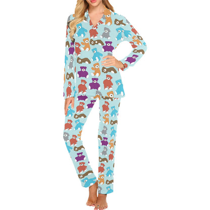Bear Cute Pattern Print Design 03 Women's Long Pajama Set