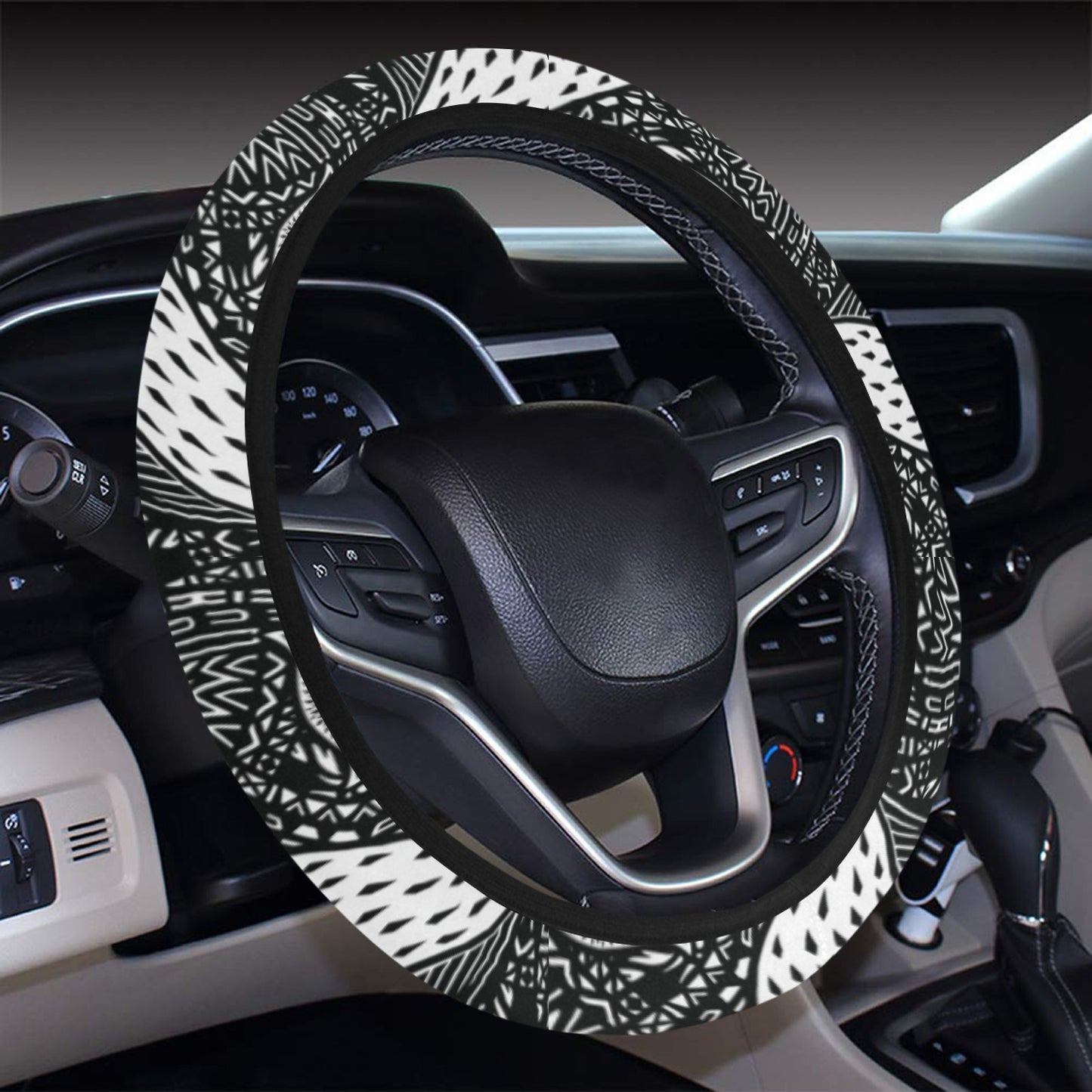Tribal Pattern Print Design LKS308 Steering Wheel Cover with Elastic Edge