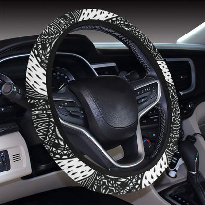 Tribal Pattern Print Design LKS308 Steering Wheel Cover with Elastic Edge