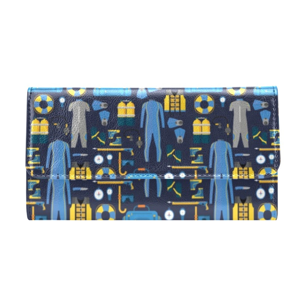 Scuba Equipment Print Design LKS305 Women's Trifold Wallet