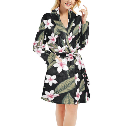 Plumeria Pattern Print Design PM021 Women's Fleece Robe