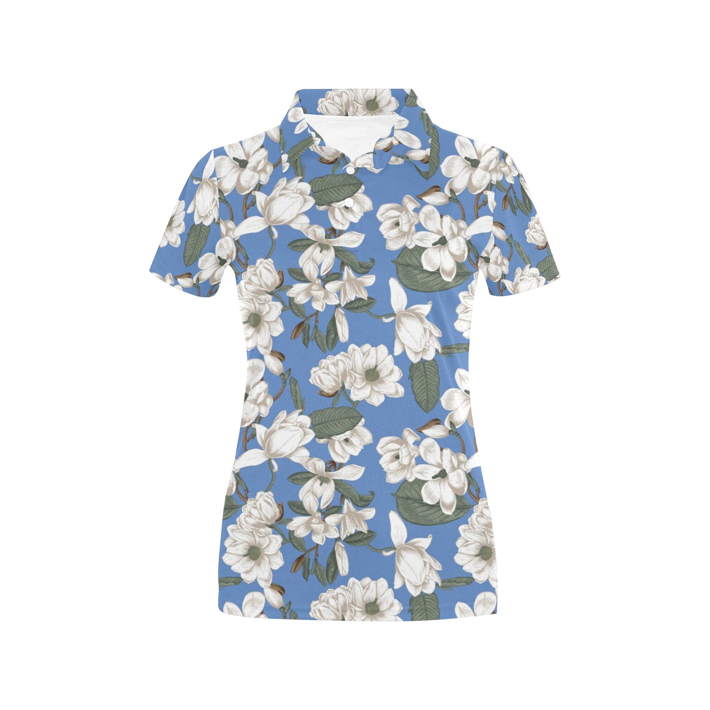 Magnolia Pattern Print Design 01 Women's Polo Shirt
