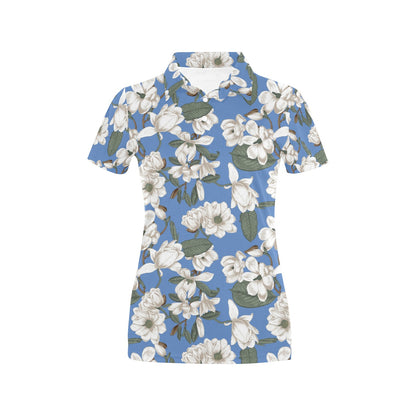 Magnolia Pattern Print Design 01 Women's Polo Shirt