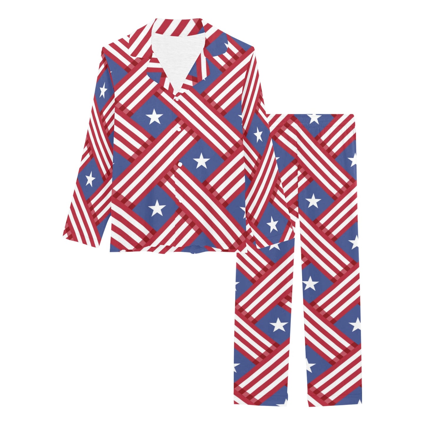 American flag Pattern Women's Long Pajama Set