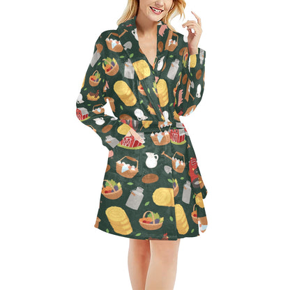 Agricultural Farm Print Design 02 Women's Fleece Robe